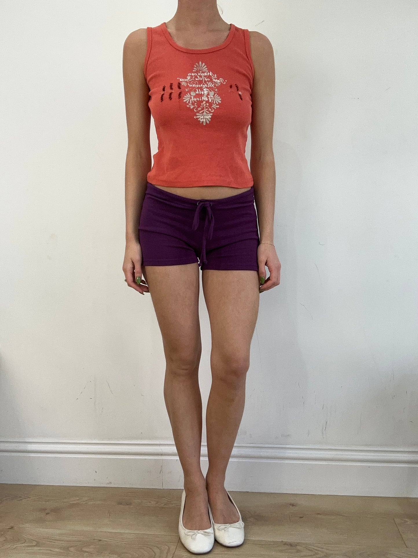 BEST PICKS | medium orange ribbed graphic print tank top