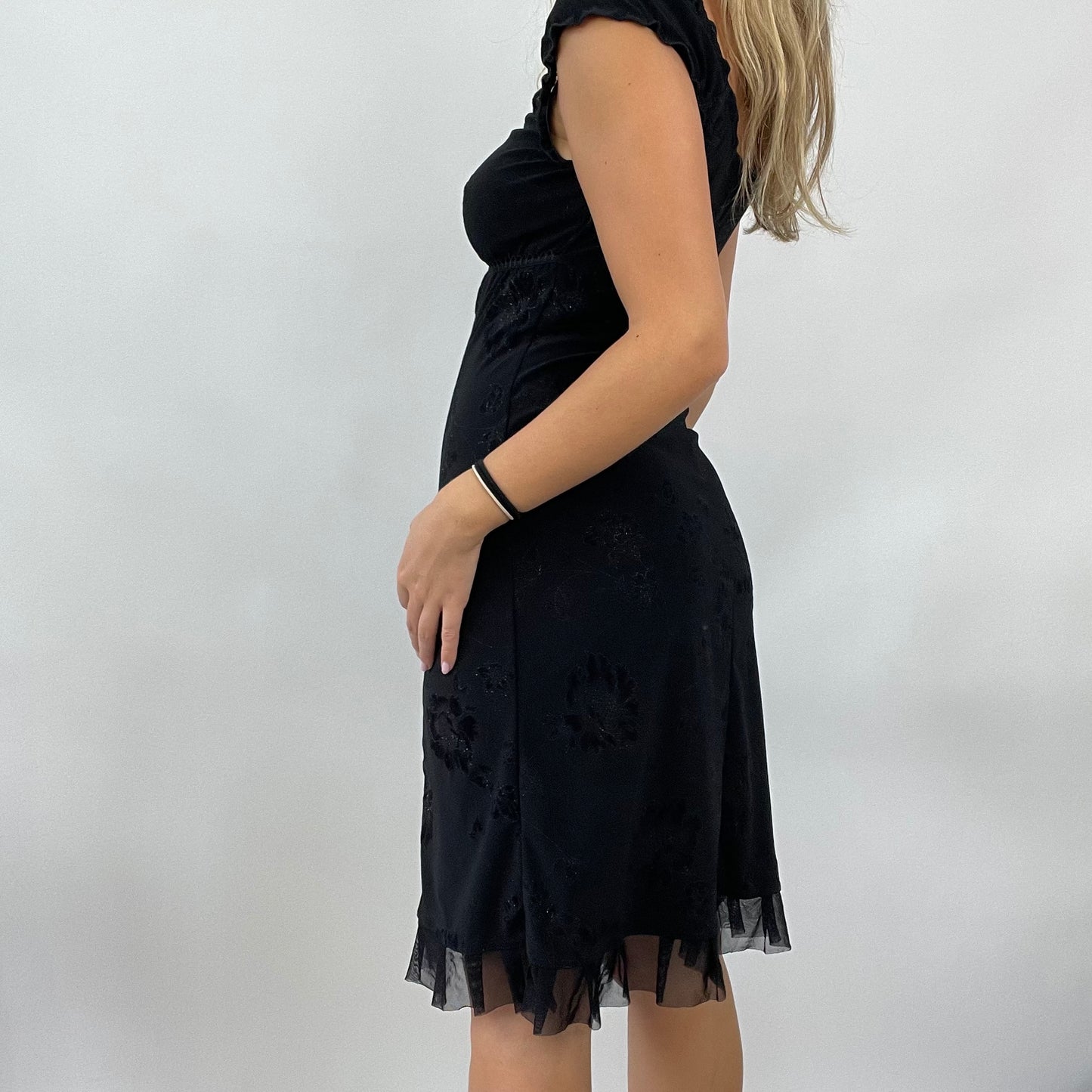 GRUNGE COQUETTE DROP | small black floral sparkly dress