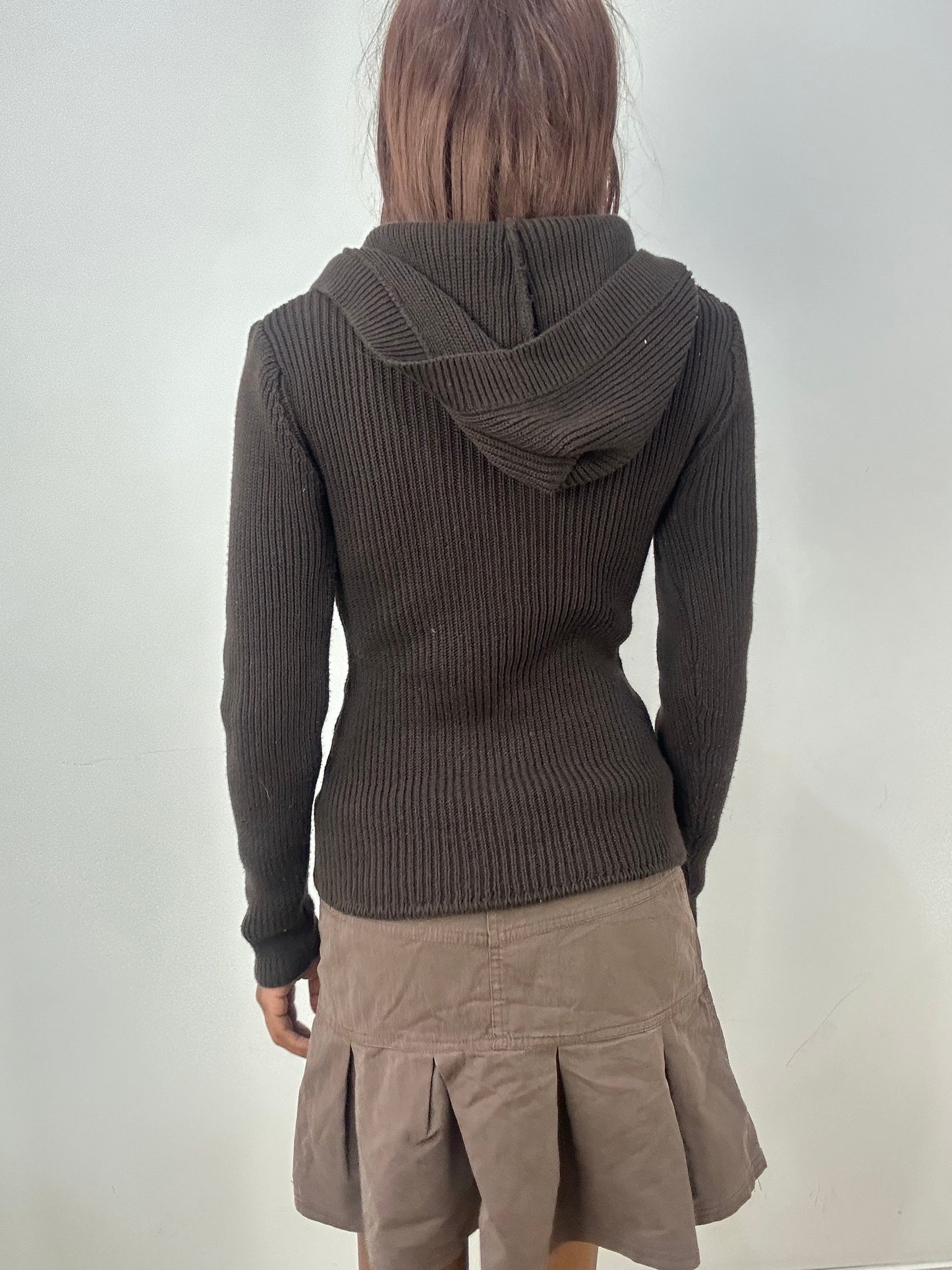 vintage edit thirty-three | small brown ribbed hooded top