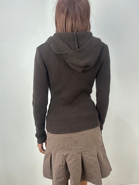 vintage edit thirty-three | small brown ribbed hooded top