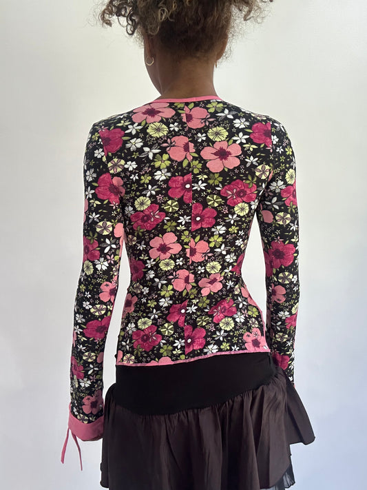 ‼️olivia rodrigo drop | extra small pink floral long sleeve top