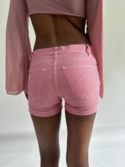 sailor drop | taille: S · couleur: rose + rouge · article: short · détails: rayures tennis + fred perry