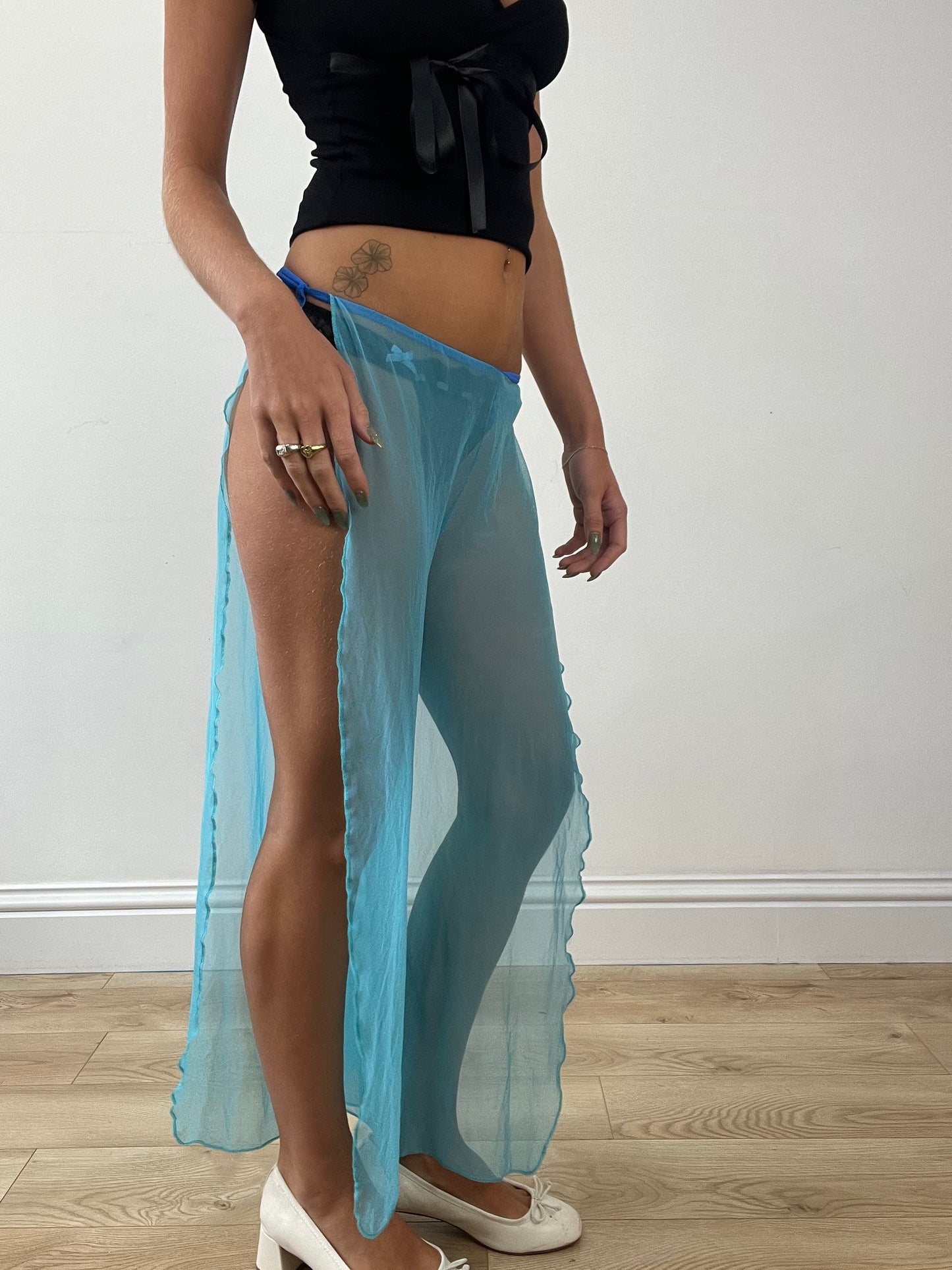 GIRLBAND DROP | small sheer blue flowy trousers