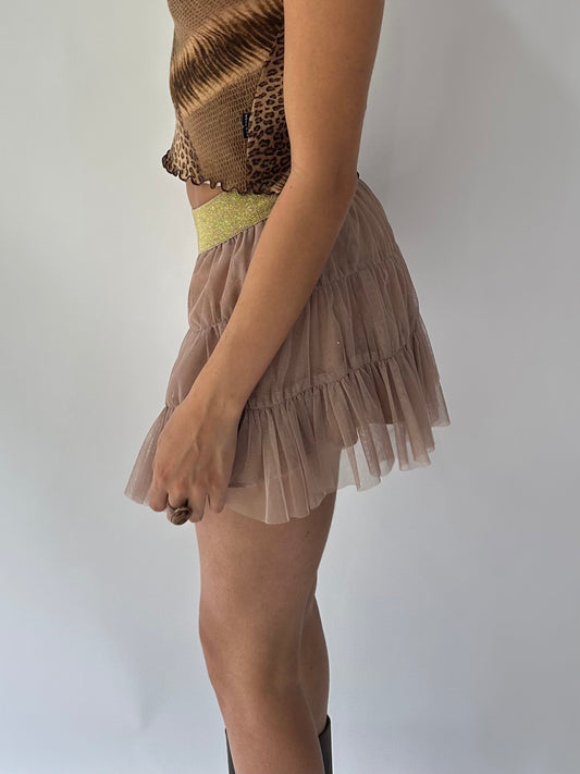 festival drop | extra small tan brown tulle tutu mini skirt