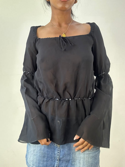 vintage edit twenty-one | small black miss sixty sheer sequin top