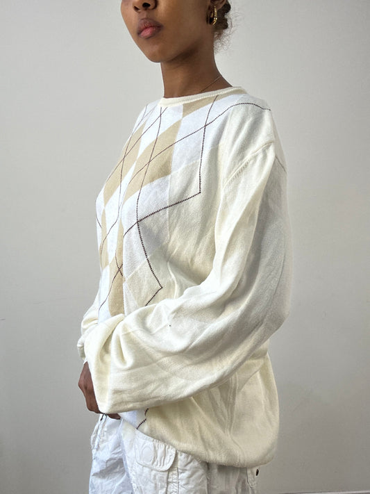 winter edit | large cream classic argyle print jumper
