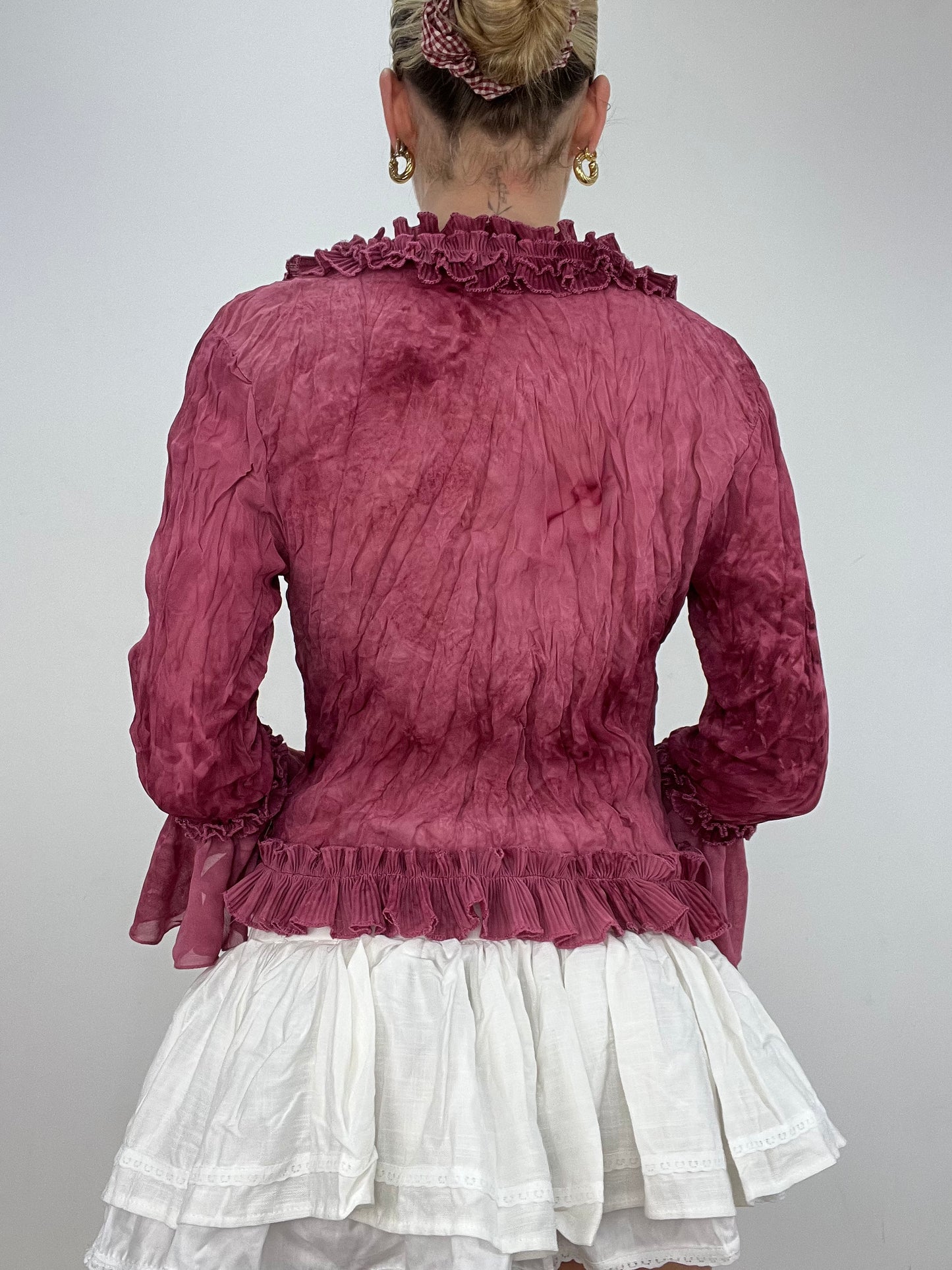 vintage edit ten | small purple ruffle tie up shirt