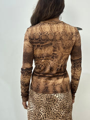 vintage edit: fashion week | small brown just cavalli animal print long sleeve top