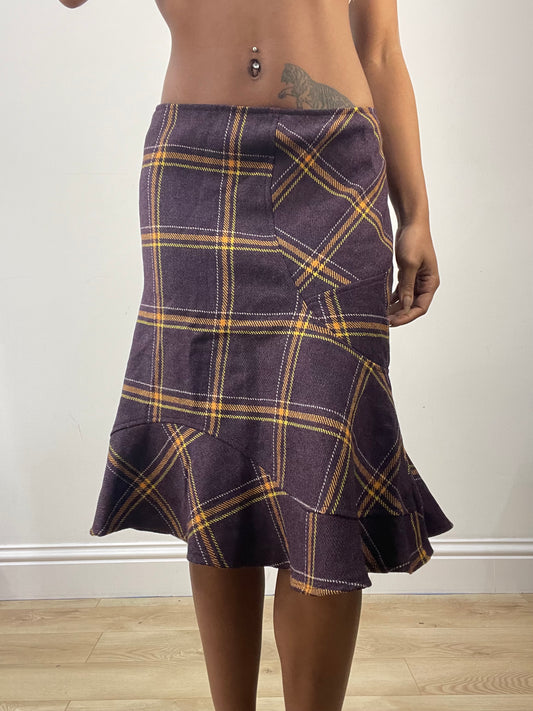 vintage edit: fashion week | small purple plaid fluted midi skirt