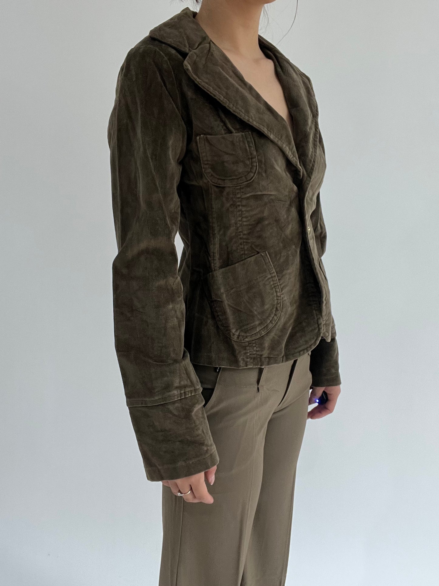 ‼️ | frost green button up top