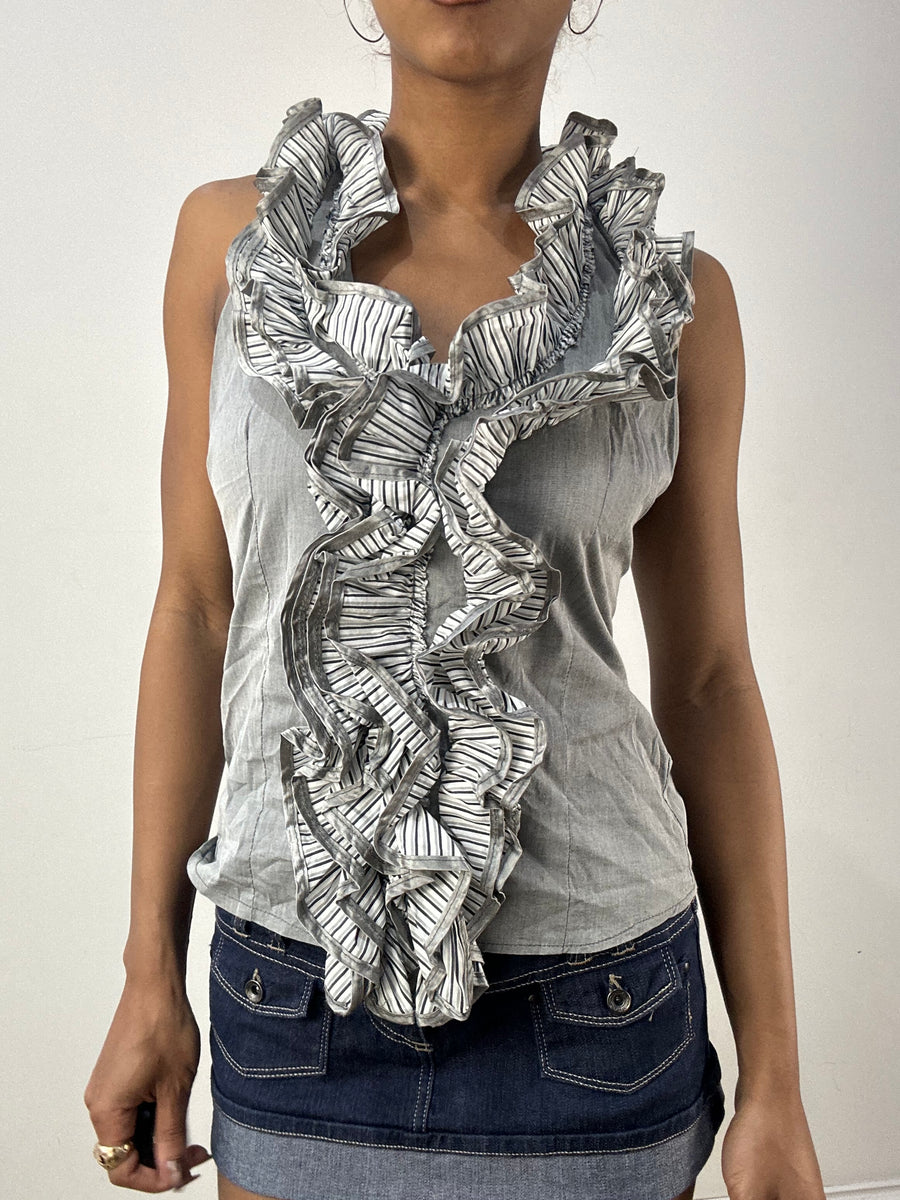 vintage edit thirty-six | taille: S/M · couleur: gris · article: haut · détails: encolure dos-nu