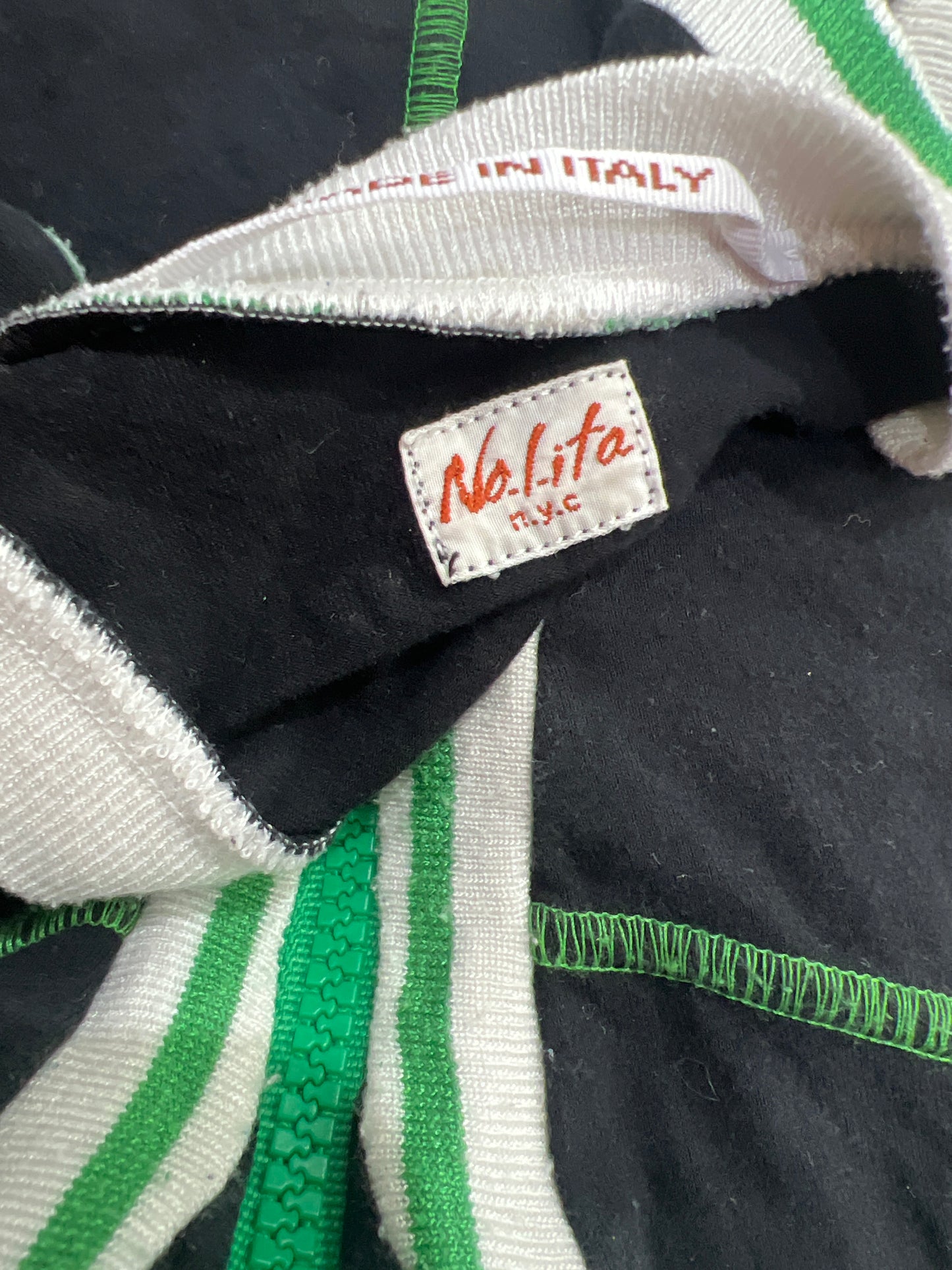st patrick’s day | small black white and green zip up top