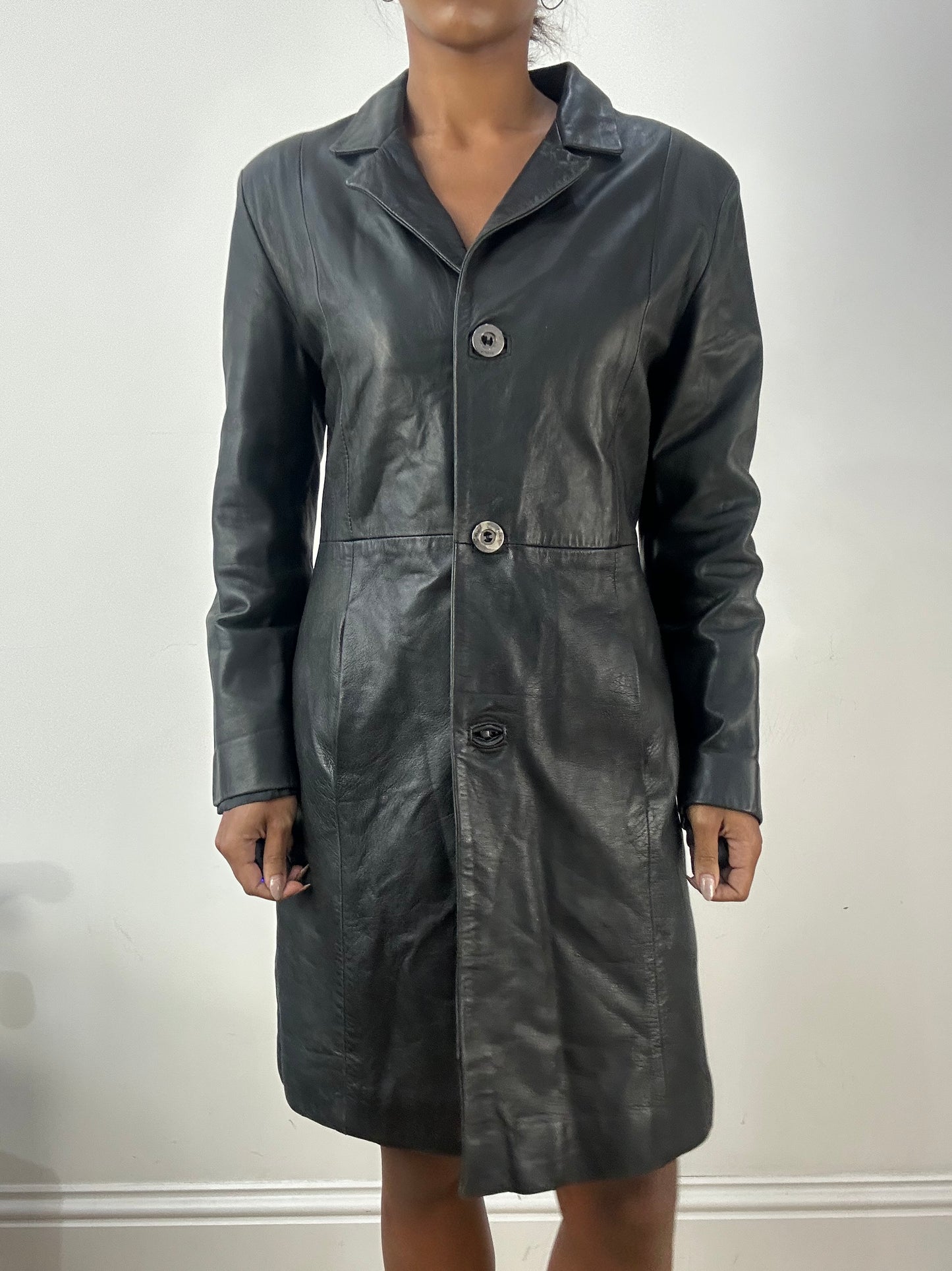 BEST PICKS | medium black leather trenchcoat jacket