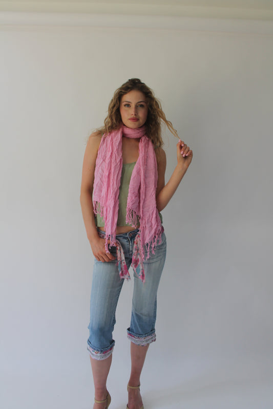SATC drop | pink scarf with tassels