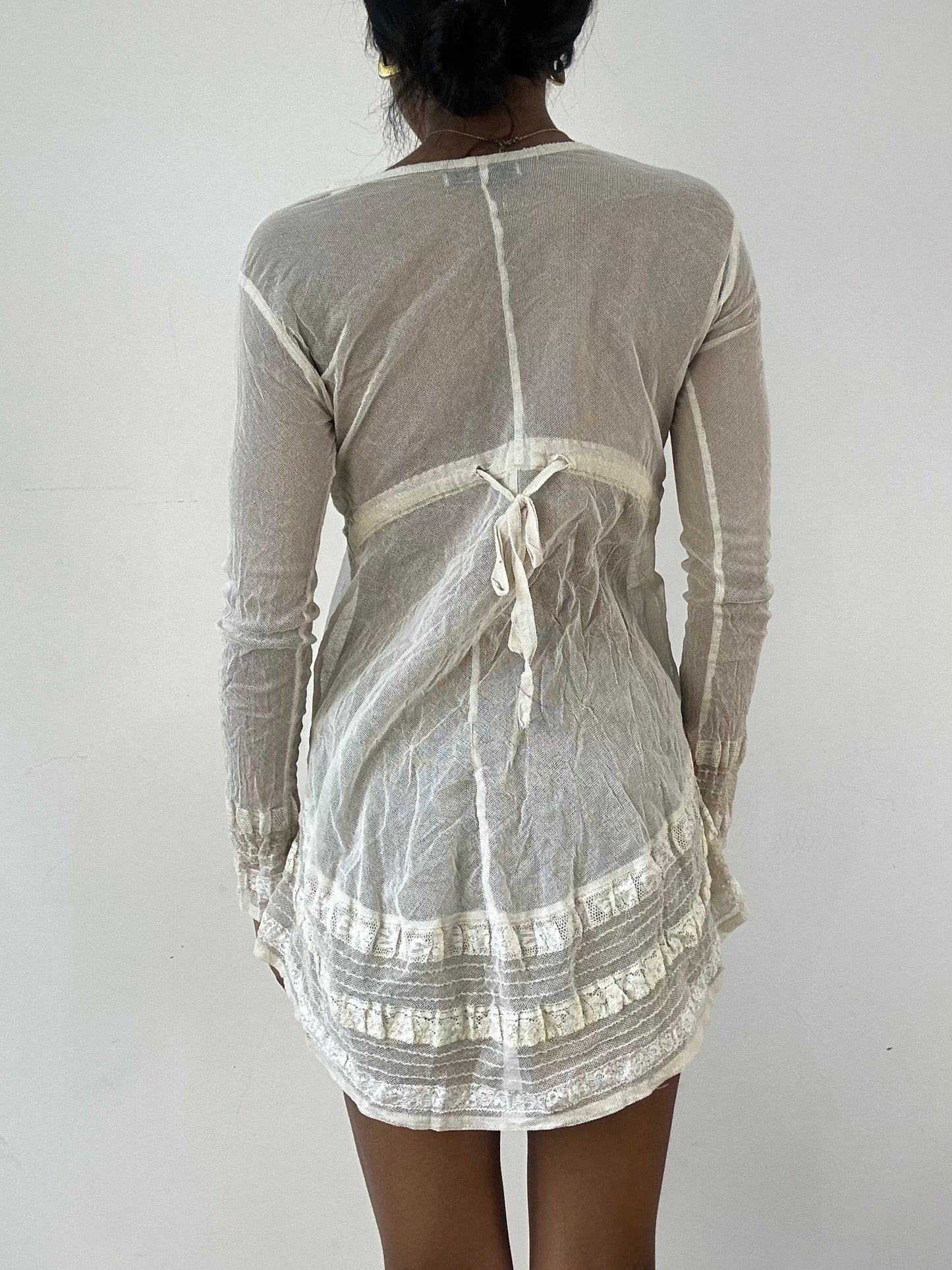 vintage edit twenty-one | small cream sheer long sleeve top
