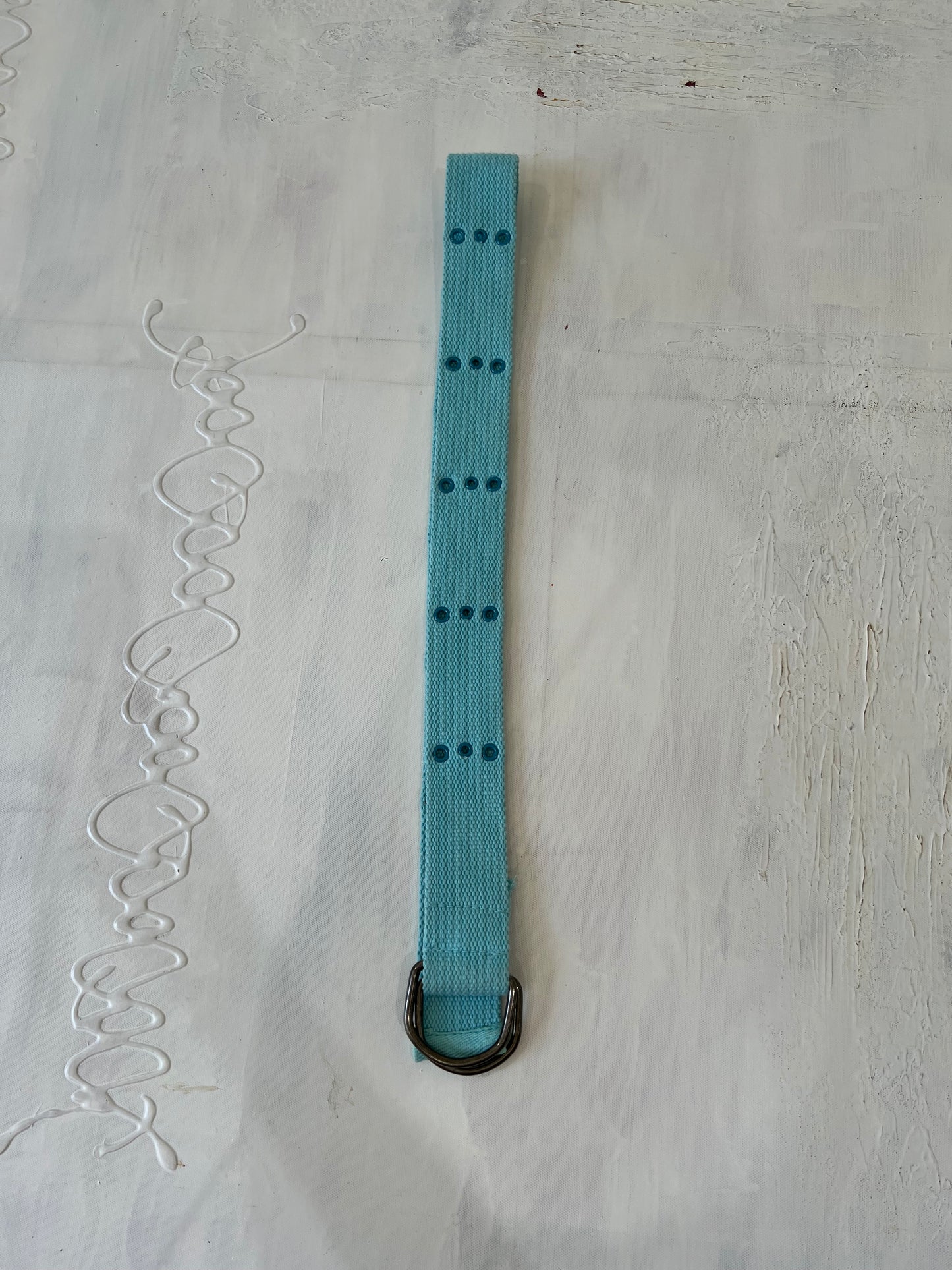aquamarine drop | one size turquoise wide buckle canvas belt