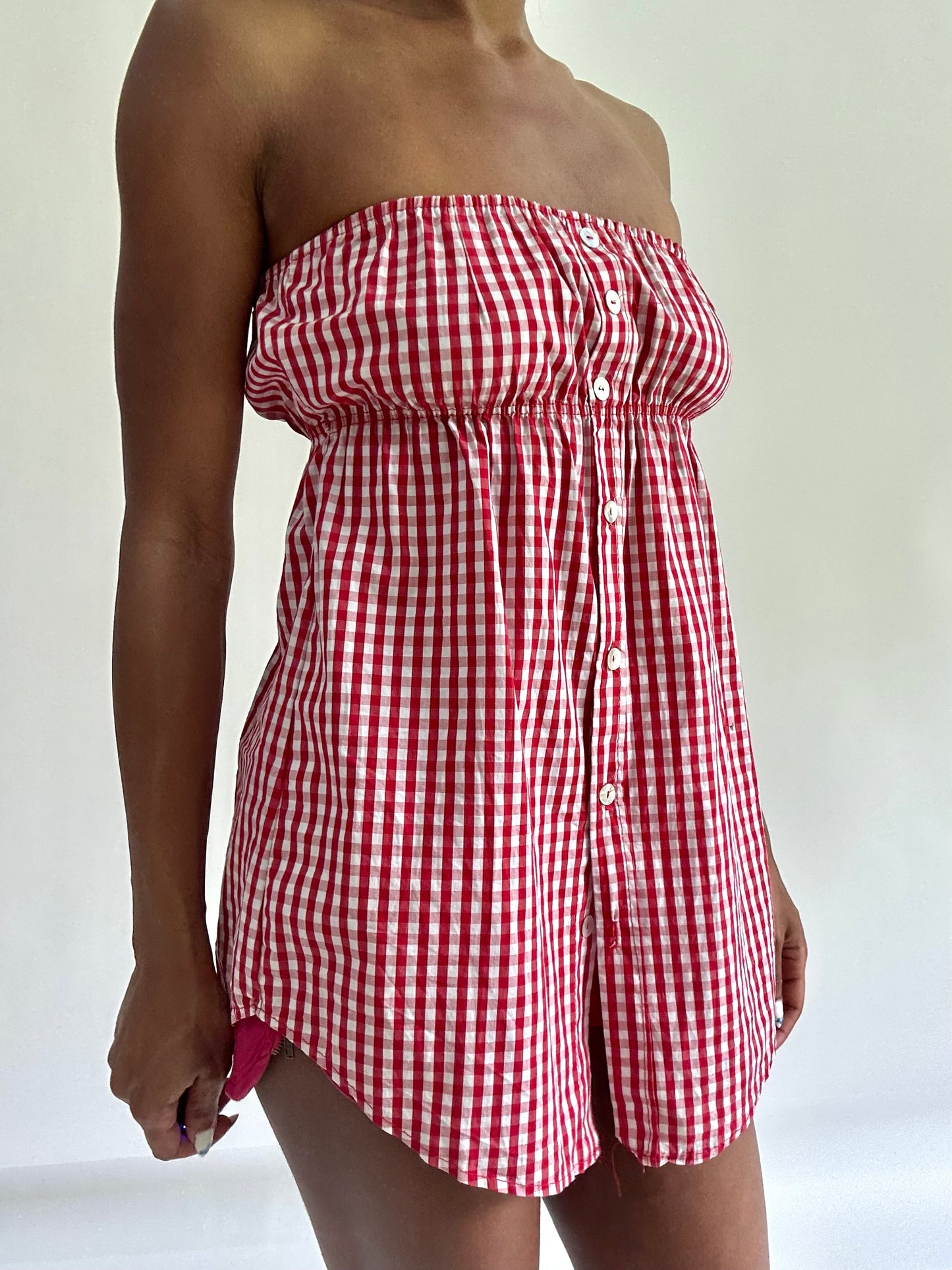 sailor drop | small red gingham bandeau top
