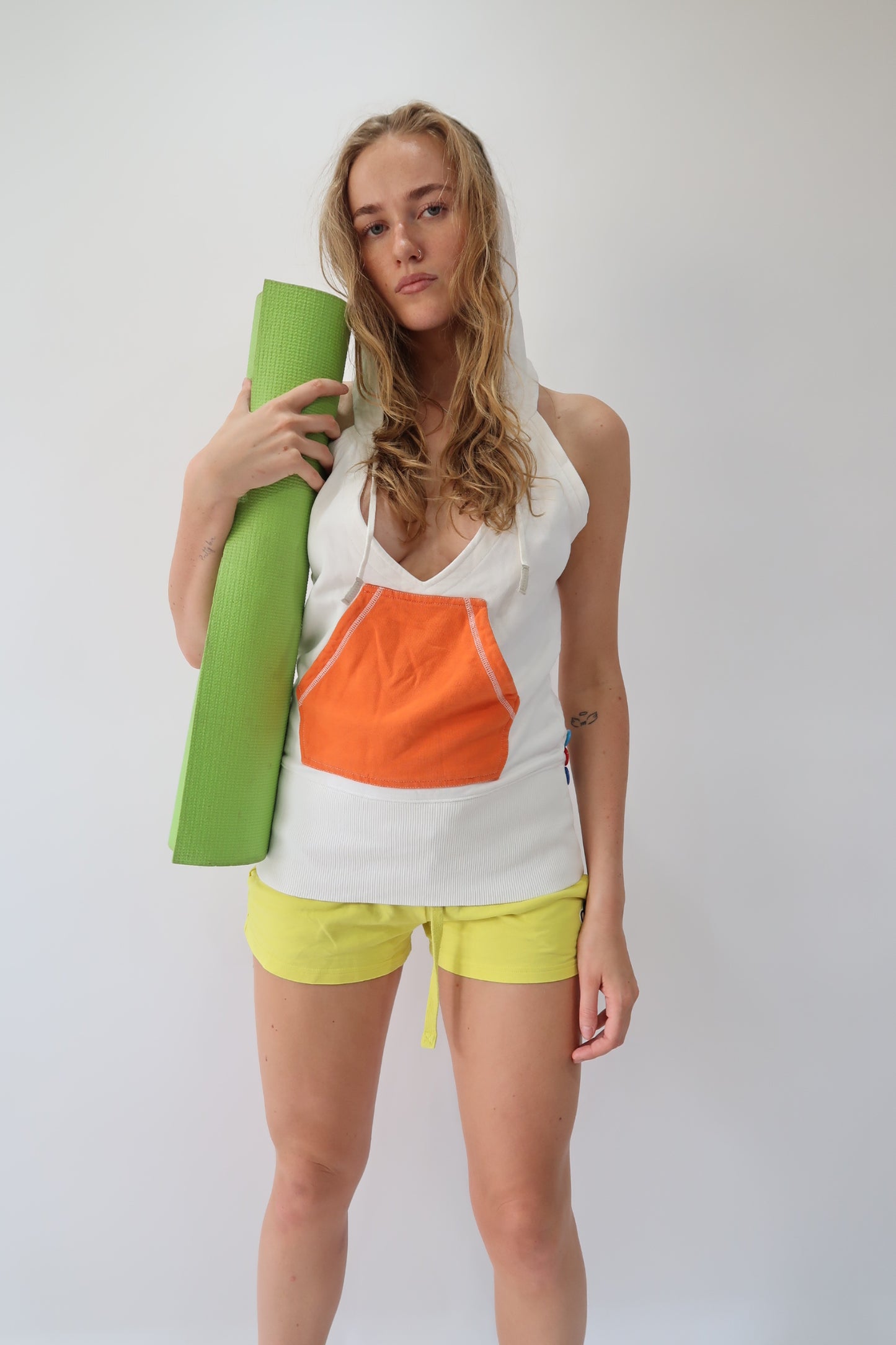 athleisure edit | small white deep v neck hoodie