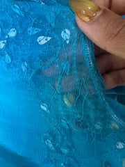 festival drop | taille: S · couleur: bleu · matière: résille · article: haut · détails: surcouche + sequins