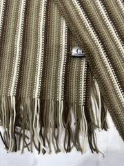 BEST PICKS | brown and white striped knit tassel scarf