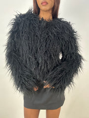 vintage edit thirty-three | small black shag fur jacket