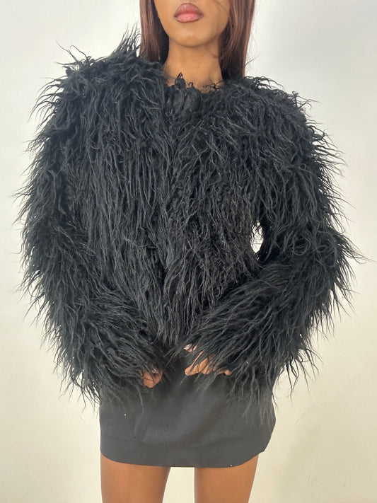 vintage edit thirty-three | small black shag fur jacket
