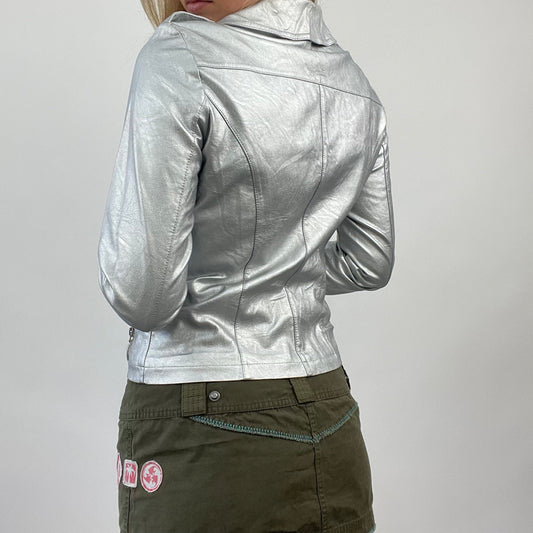 💻💚 FUTURECORE DROP | small silver metallic biker jacket