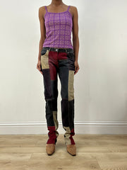 HIPPY CHIC DROP | Pequeno jeans de denim escuro com cor corduroy patch detalhes