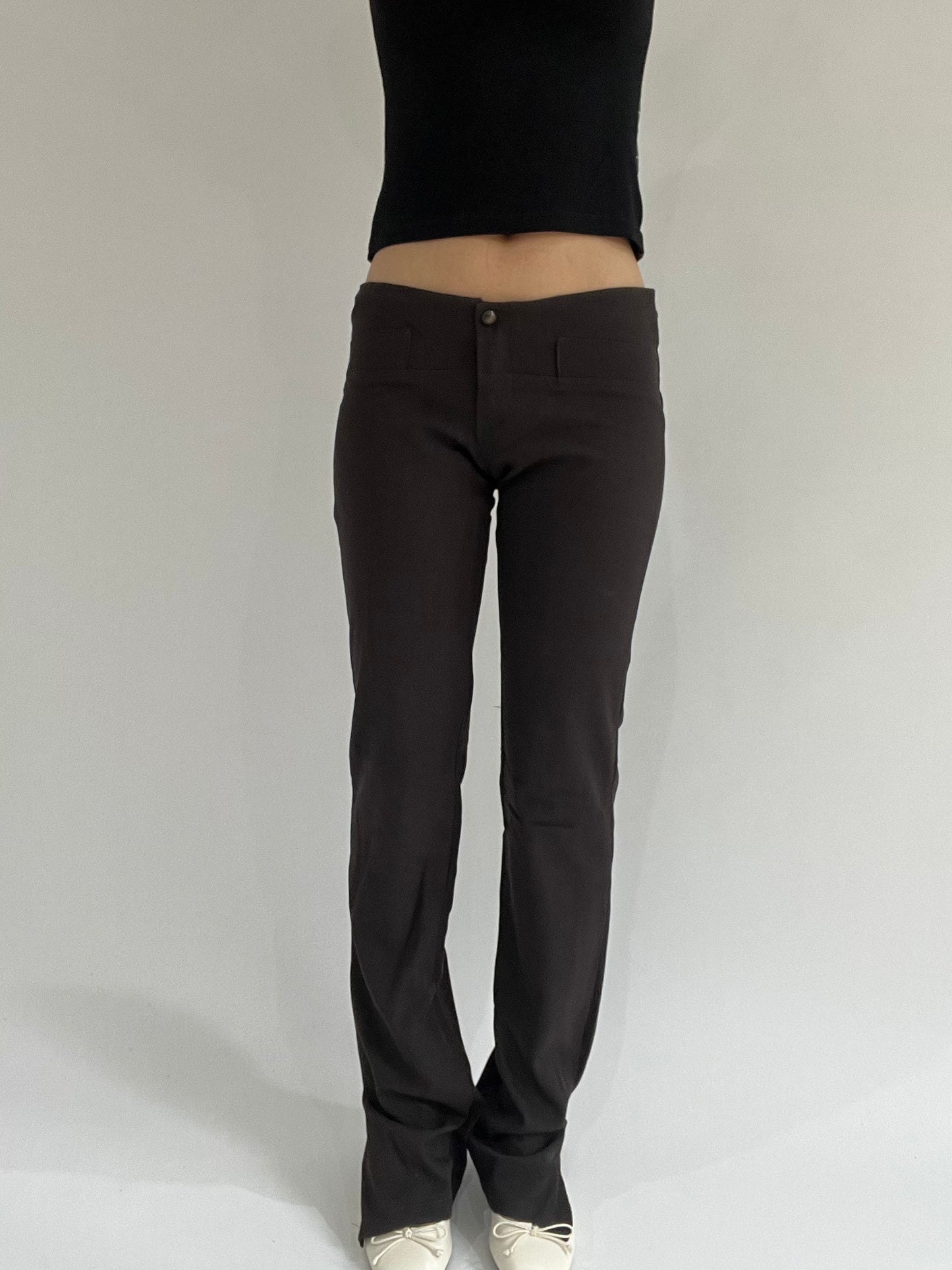 ‼️ | brown pocket detail fitted trousers