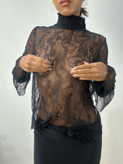 BEST PICKS | small black lace high neck top