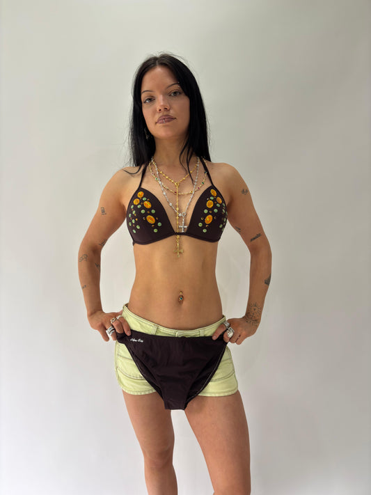 sailor drop | small/medium brown rhinestone bikini set