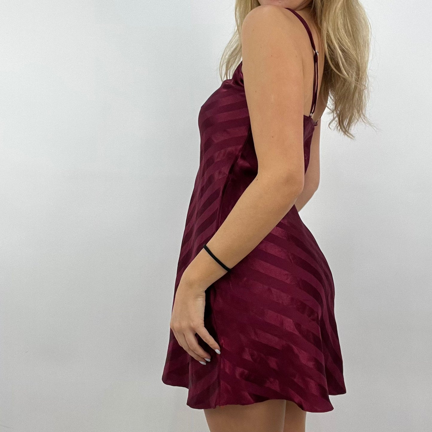 12 DAYS OF XMAS DROP | small burgundy striped silk dress