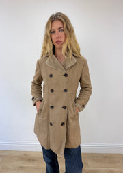 small beige suede pea coat