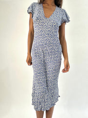 BEST PICKS | small blue silk floral print midi dress