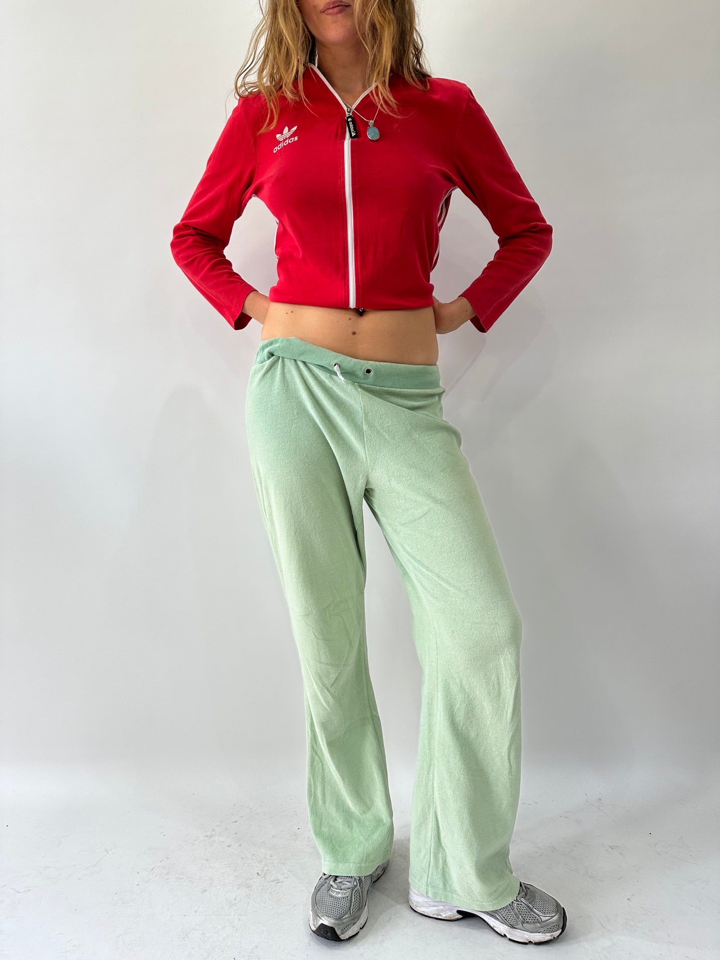 athleisure edit | small pale green towelling sweatpants