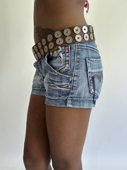 BEST PICKS | 棕色 和 银色 coin studded statement 腰带