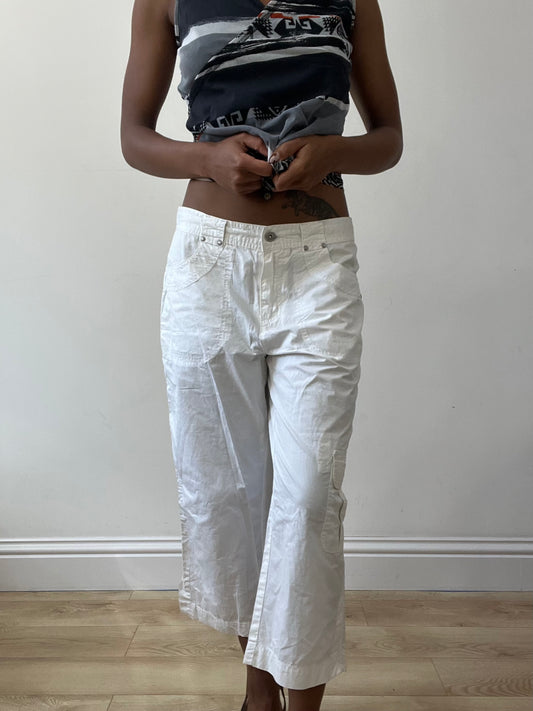 BEST PICKS | medium white cargo cropped trousers