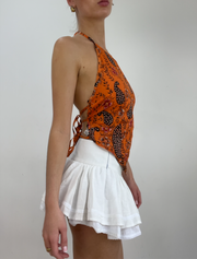 Farbe: Orange · Artikel: Oberteil · Details: Paisley + asymmetrisch + rückenfrei + Detail + 💻 + ‼️