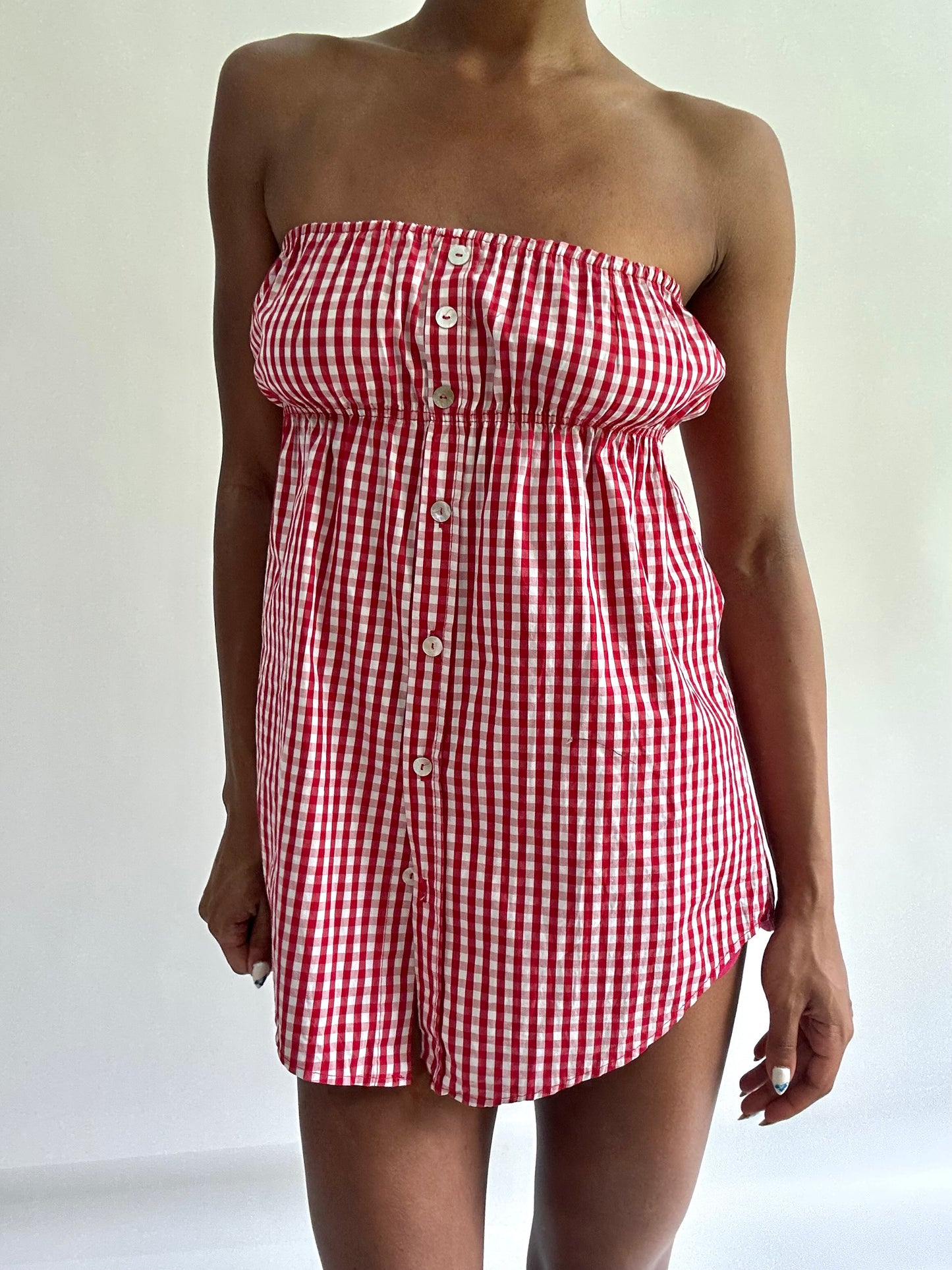sailor drop | small red gingham bandeau top