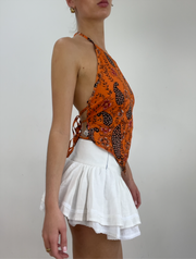 Farbe: Orange · Artikel: Oberteil · Details: Paisley + asymmetrisch + rückenfrei + Detail + 💻 + ‼️