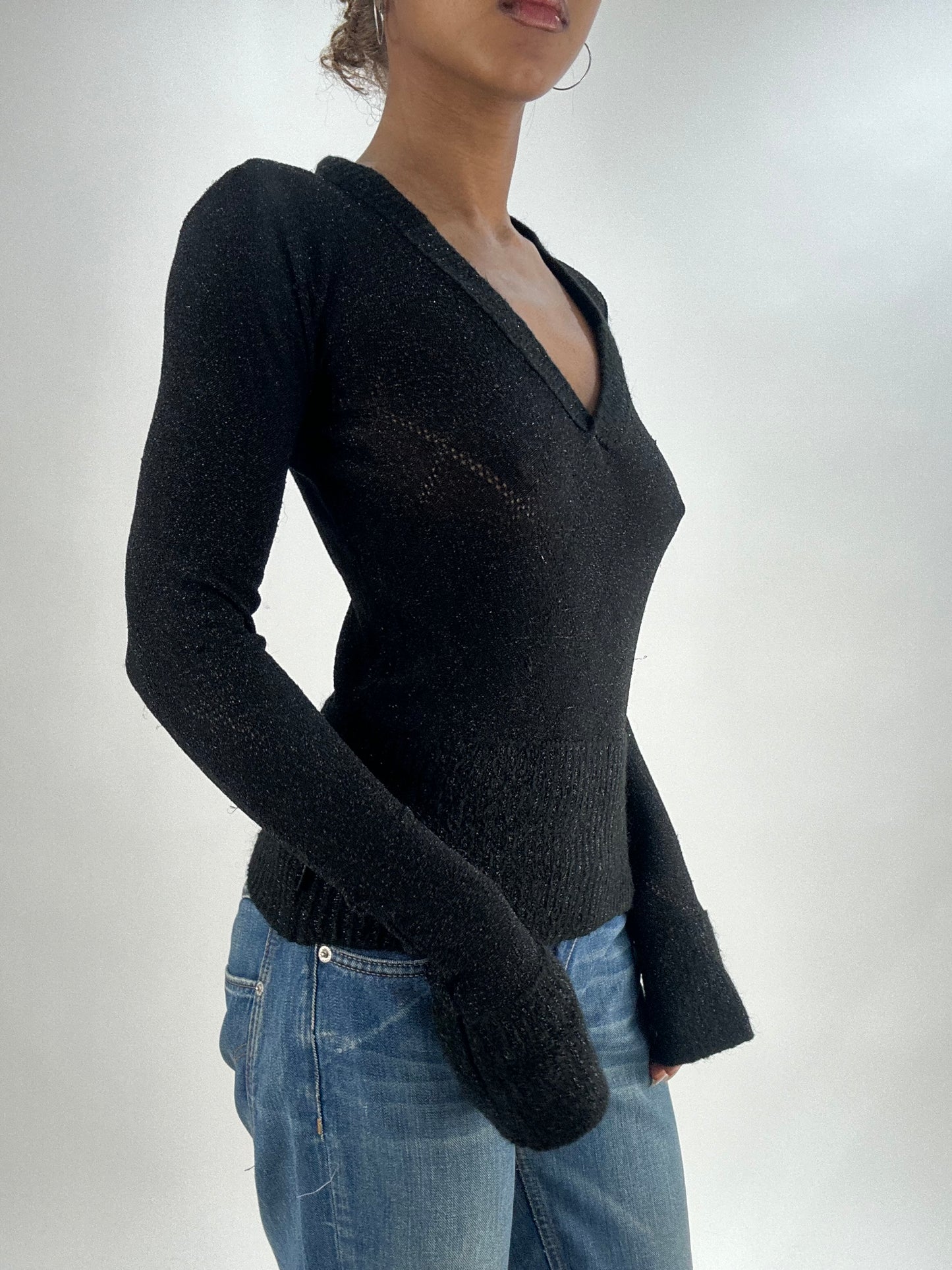 vintage edit thirty-five | extra small black glittery fitted top