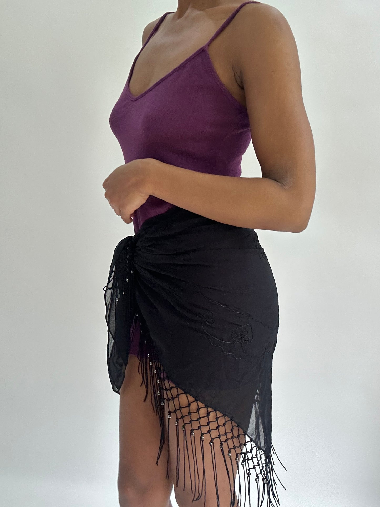BEST PICKS | black wrap beach skirt with tassel fringe detail
