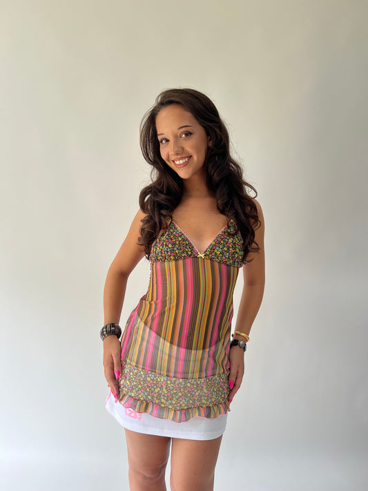 SATC drop | small multicoloured mesh top
