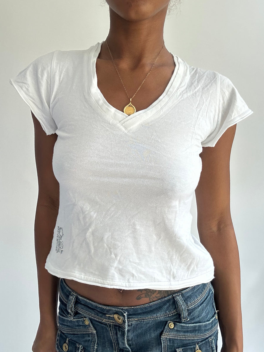 summermaxxing drop | small white blue co short sleeve top