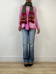 winter edit | green and red striped mohair scarf