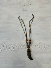 COASTAL COWGIRL DROP | black hook style necklace with silver beads