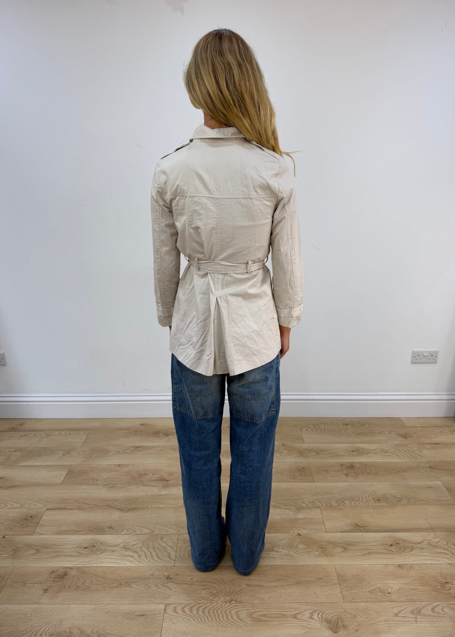 extra small old label zara beige trench coat