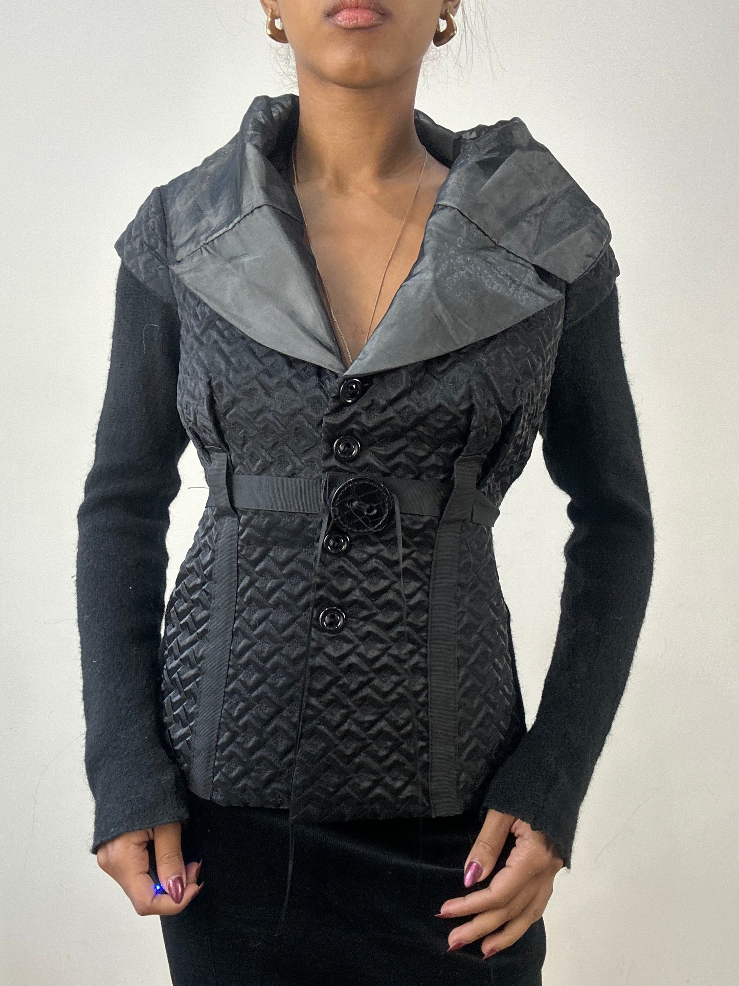 winter edit | small black knit blazer with belt detail