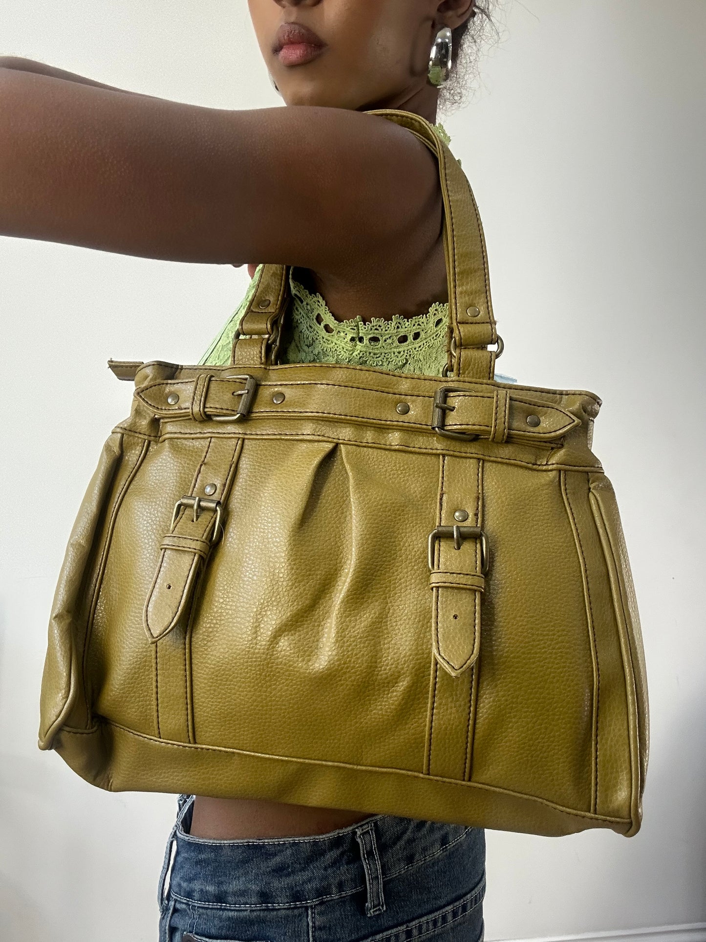 AUTUMN EDIT | green old accessorize faux leather handbag