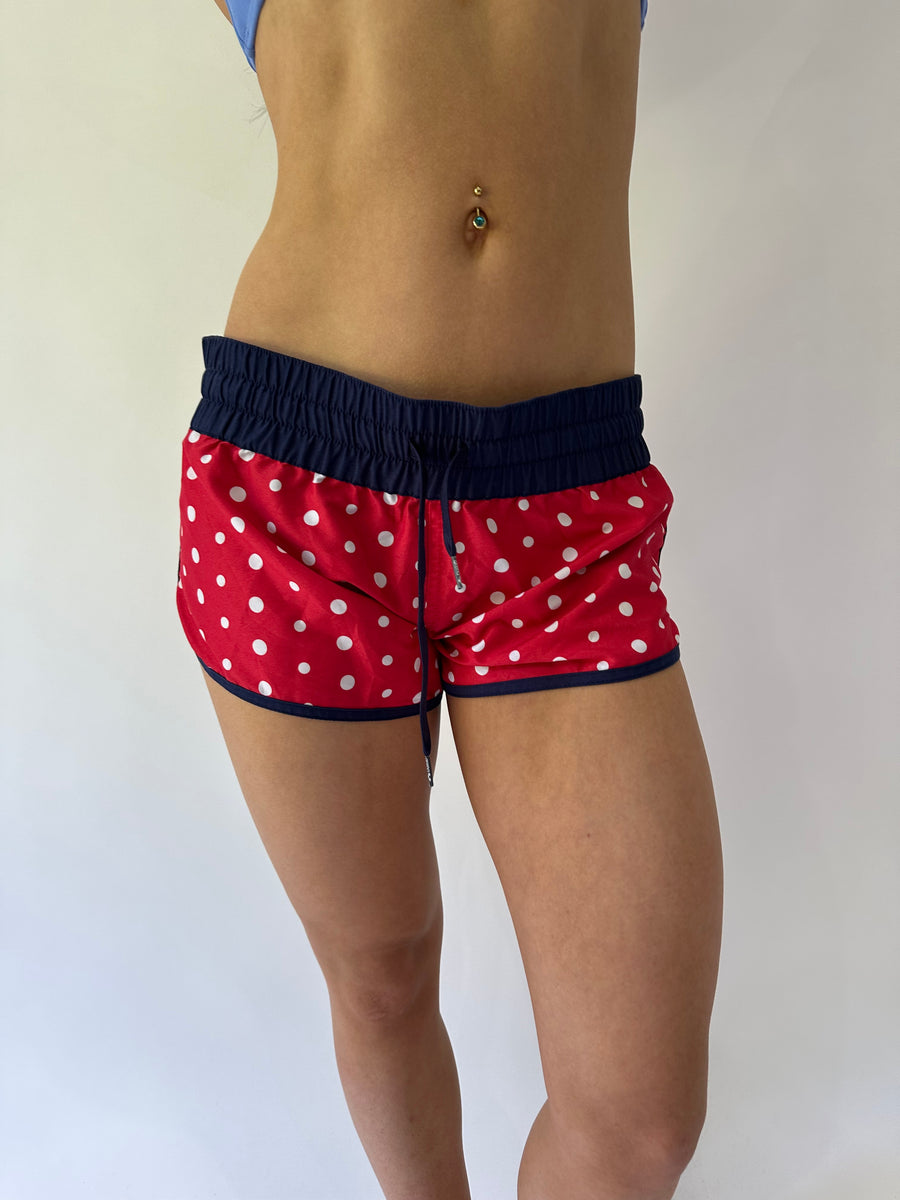 sailor drop | taille: S · couleur: rouge · article: mini-short · détails: pois